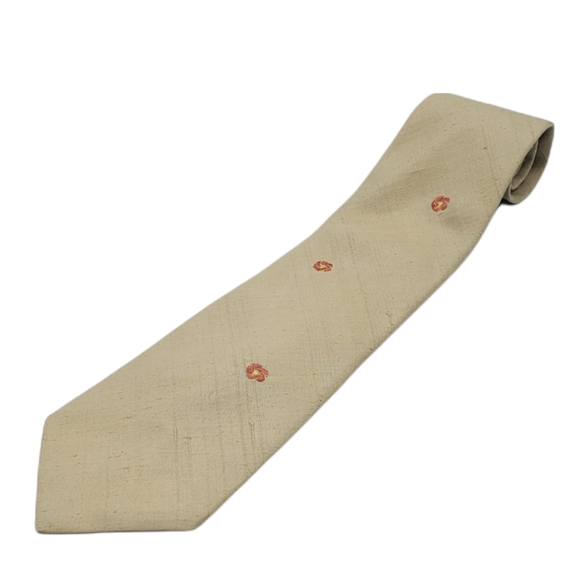 2/$15 Vintage Men's Tan Silk Necktie Tie - Picture 1 of 5